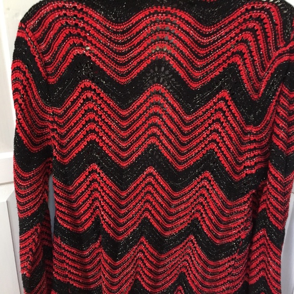Bella Berry Red & Black Chevron Sweater w/ Silver Sparkle - Picture 15 of 16